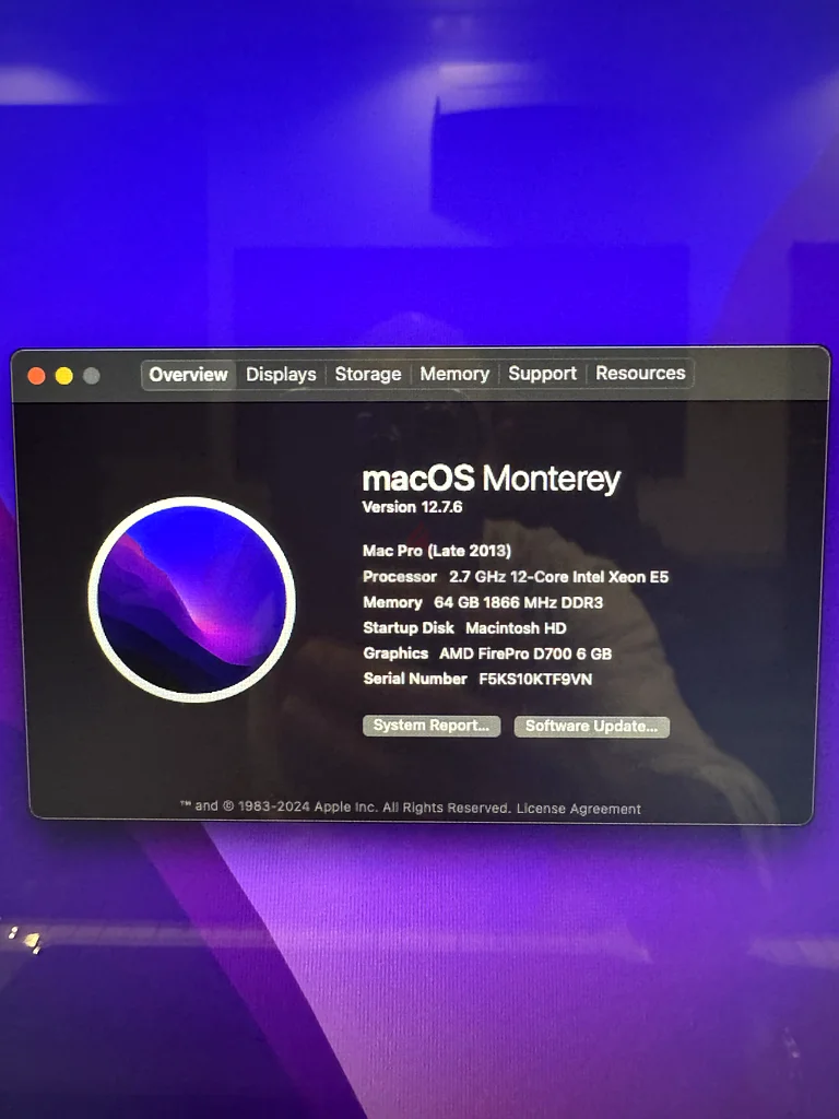 Mac Pro 2013 / 1TB / 64GB Ram / Dual D700 Graphics63199635409794112