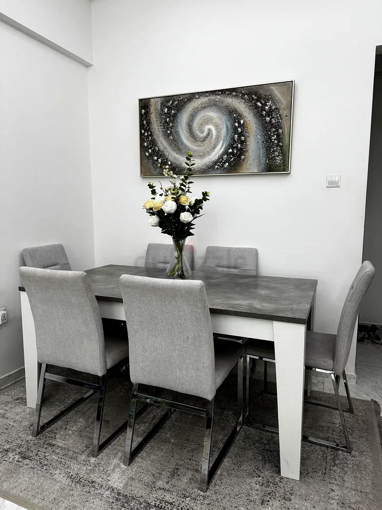 Modern Dining Set with 6 Stylish Grey Chairs63217328638467111