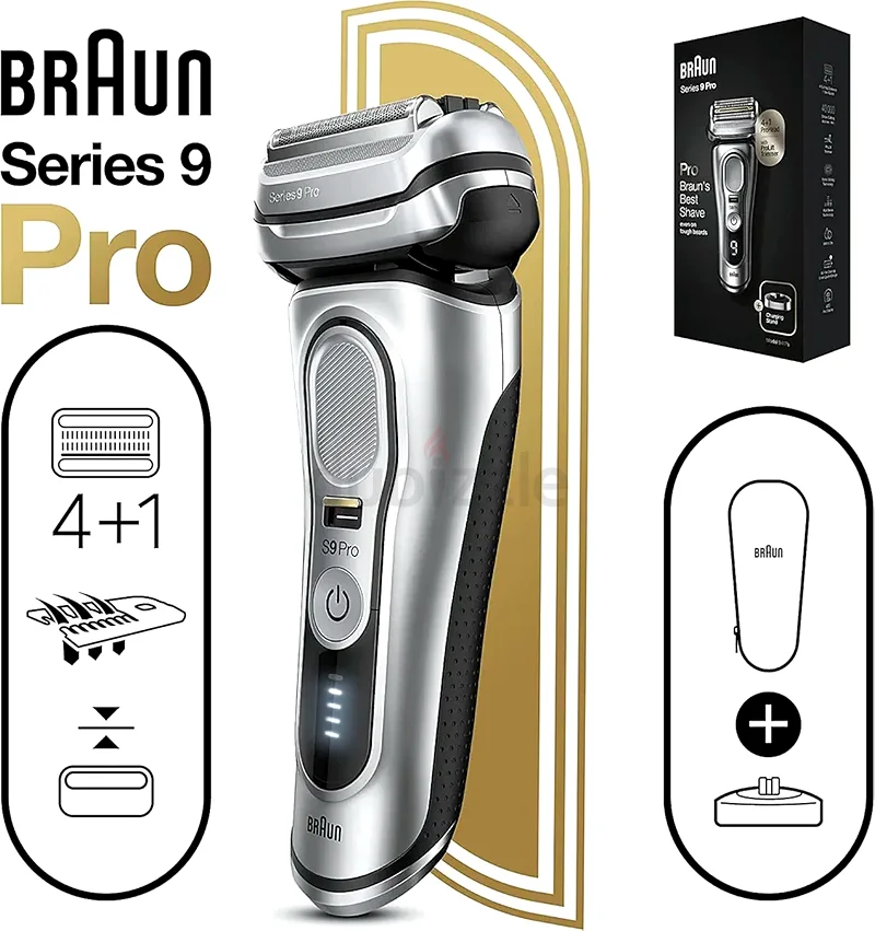 Braun Series 9 Pro Electric Shaver With 3+1 Head, ProLift Trimmer, Charging Stand  Travel Case63197650233091111