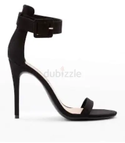 Black Suedette Buckle Strap Heels Size 39