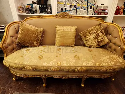 Elegant Vintage Sofa with Plush Cushions