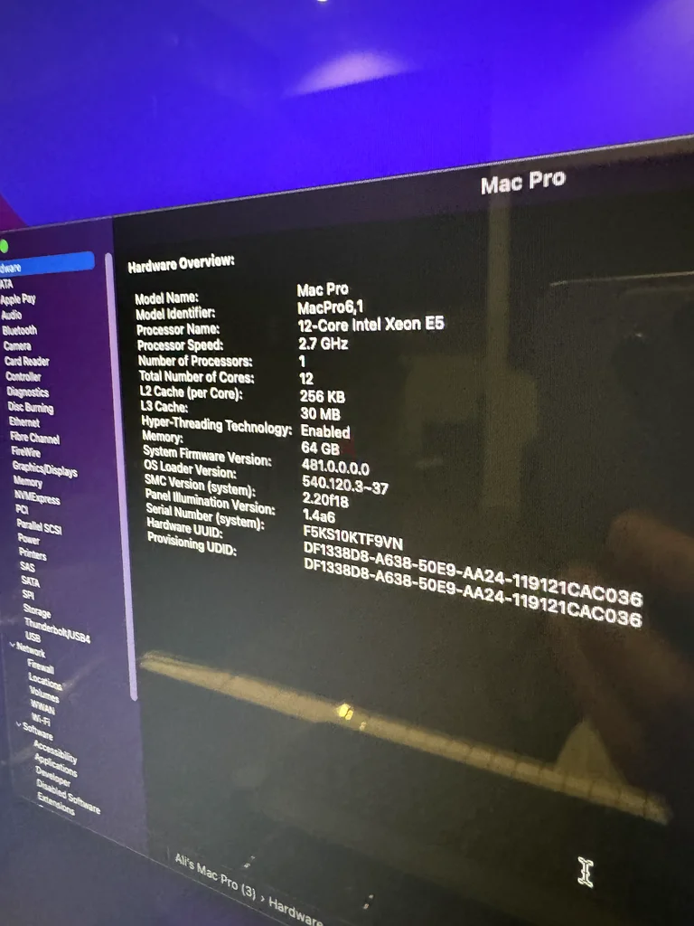 Mac Pro 2013 / 1TB / 64GB Ram / Dual D700 Graphics63199635409794113