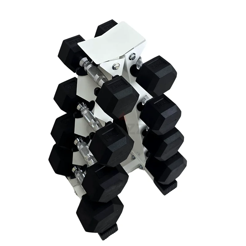 HEXAGON DUMBBELL SET TOTAL 50KG SET WITH RACK(PAIRS OF 2.5,5,7.5,10KG SET).63198630612225113