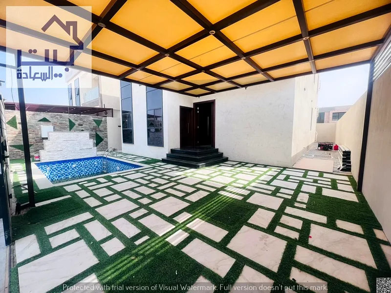 Villa for rent in Al Zahia area  Large setback in front of the villa for parking  Inside courtyard  5,000 square feet  Large private swimming pool  Ma63235097637251113