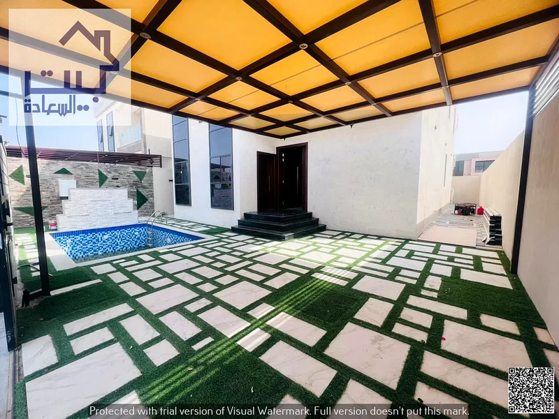Villa for rent in the upscale Al Zahya neighborhood, first resident, large private pool, spacious areas, wonderful modern finishing, on a main street,63235097622147111
