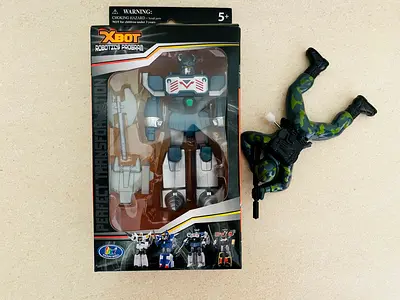 Robot Transformer Toy in box with Wind Up Military Toy