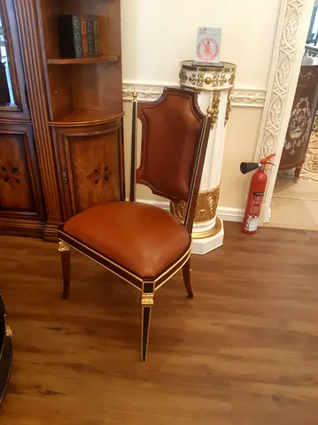 Elegant Brown Dining Chair with Gold Accents