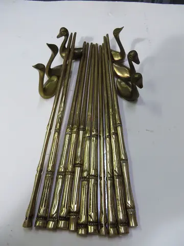 SET OF 5 solid brass chopstick