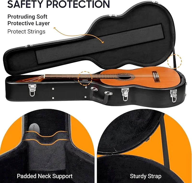 Acoustic Guitar Case Anti-Shock Waterproof Stable Curved Guitar Bag with Key Lock Folk Guitar63202686721283111