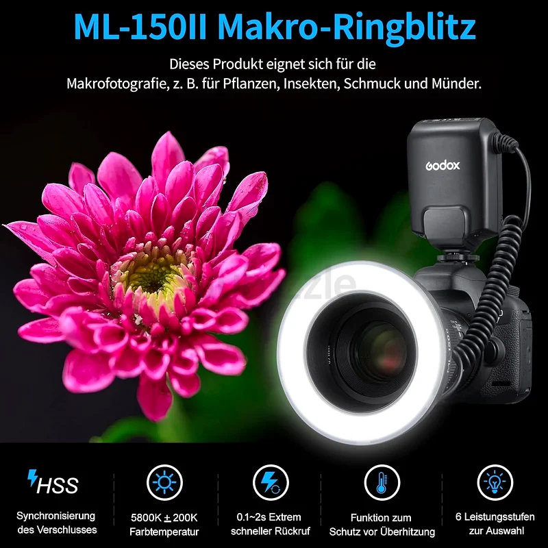 Godox ML-150 II Macro Ring Flash – LED Light for Close-up  Macro Photography63203188388353111