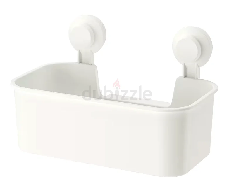 TISKEN Basket with suction cup, white - IKEA product (NEW)63210903019779113