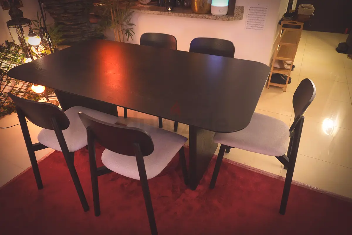 Stylish Black 6-Seater Dining Table with Chairs