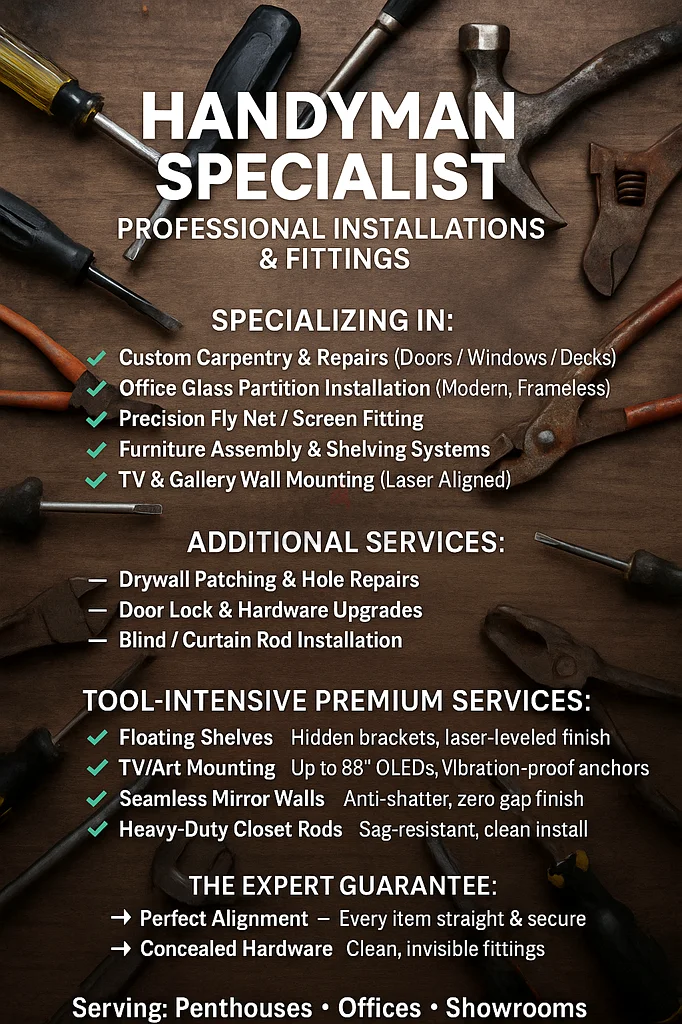 Your Home Repair Handyman ,Carpenters , General Maintenance , Plumbing ,Paint , Glass63216363513091110