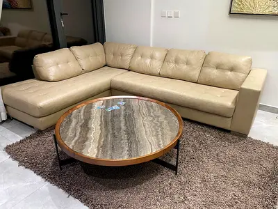 Italian L shape sofa with chairs