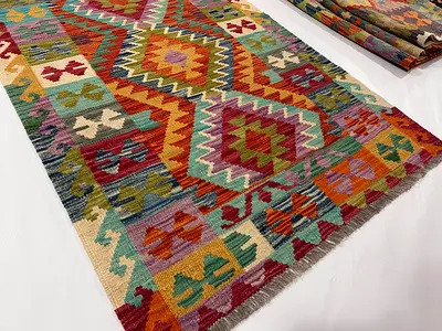 99 x 159 cm | new Handmade Beautiful Turkmen Kilim Purple Blue