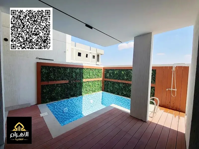 Modern villa with 5BR, with a pool and a roof, including water, electricity, AC and reg fees, ALBahia,super deluxe finishing, freehold, bank financing63882220885506113