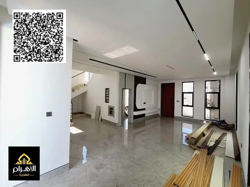 Modern villa with 5BR, with a pool and a roof, including water, electricity, AC and reg fees, ALBahia,super deluxe finishing, freehold, bank financing63882220885506114