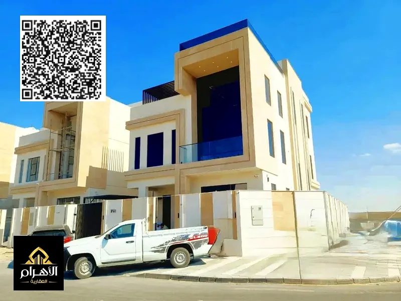 Modern villa with 5BR, with a pool and a roof, including water, electricity, AC and reg fees, ALBahia,super deluxe finishing, freehold, bank financing63882220885506110