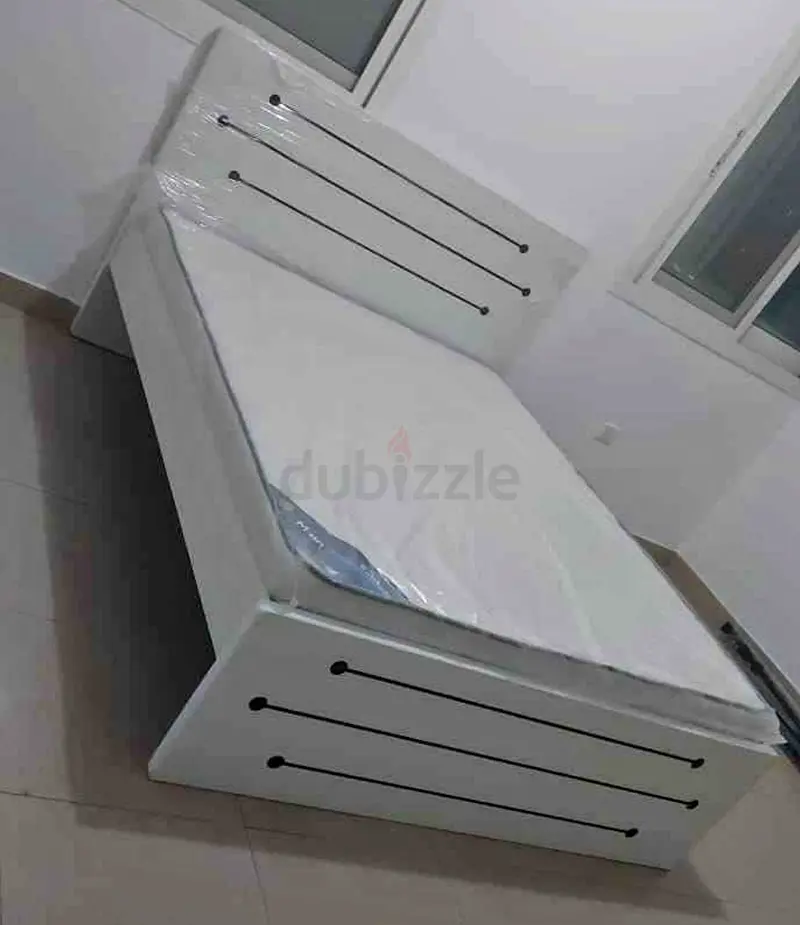 Sleek Modern White Queen Size bed with Mattress