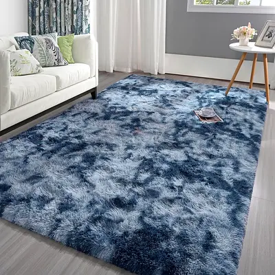 Luxurious Blue Shaggy Area Rug - Elevate Your Space!