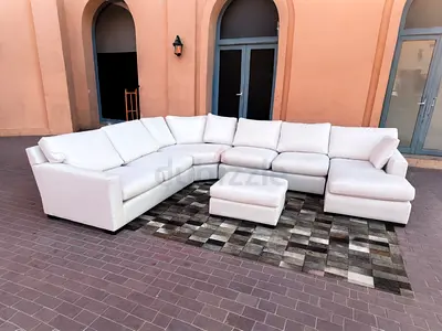 Crate and barrel Stylish Modern U-Shaped Sofa with Ottoman for Sale!