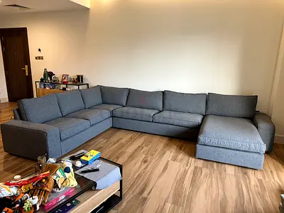 Luxury U-shaped six seat sofa dark gray