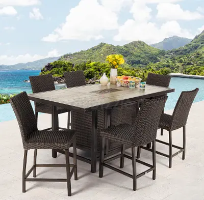 Agio McKenzy 7 Piece High Dining Wicker Patio Set