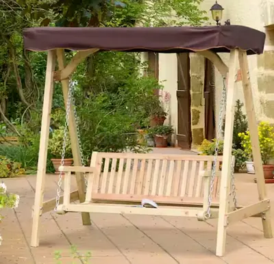 2-Person Natural Wood Patio Swing