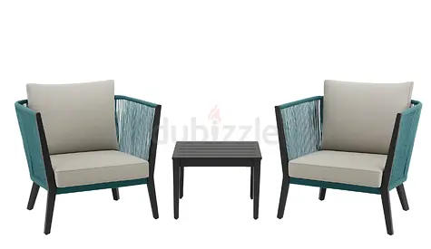 Heather Glen 3-Piece Metal Patio Conversation Set with CushionGuard Stone Grey Cushions