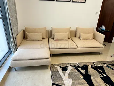 IKEA Söderhamn L-shaped sofa beige color
