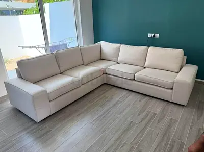 Kivik Ikea five seater corner sofa beige color