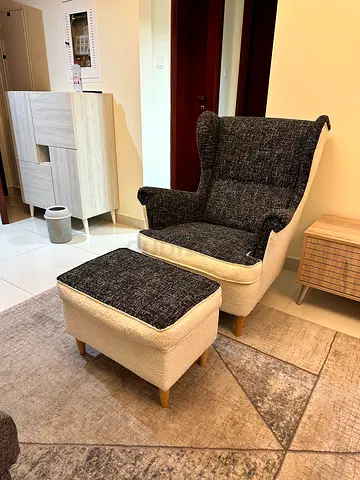 IKEA STRANDMON Wing Chair With Footstool