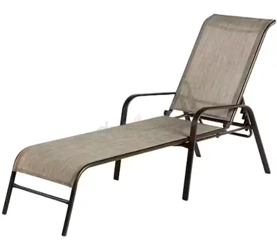 Mix and Match Sling Outdoor Patio Chaise Lounge in Riverbed Taupe