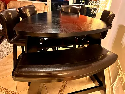 Rare Dining Table - High Table with revolving chairs and bench