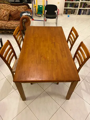 Wooden Dining Table with 4 Chairs (Malaysian made)