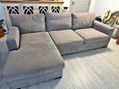 CrateBarrel __axis Luxurious Grey Sectional Sofa for Sale