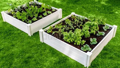 Vita White Vinyl Raised Garden Bed, 2-pack