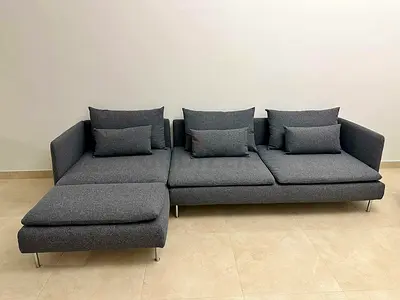 IKEA Söderhamn four seater l-shaped sofa dark gray