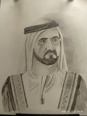 Stunning Portrait Drawing of a Traditional Emirati Man