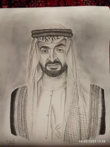 Stunning Hand-Drawn Portrait of Traditional Emirati Attire
