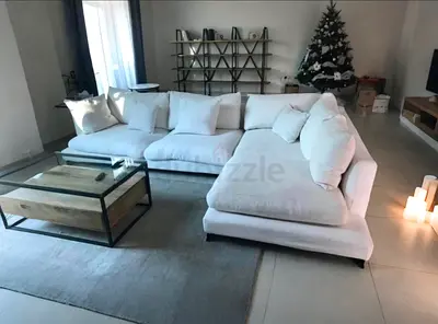 In perfect condition camerich Lshape sofa feather filled