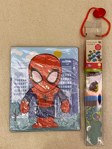 Wooden Spider-Man Puzzle and Set of Milestone Wooden Animals