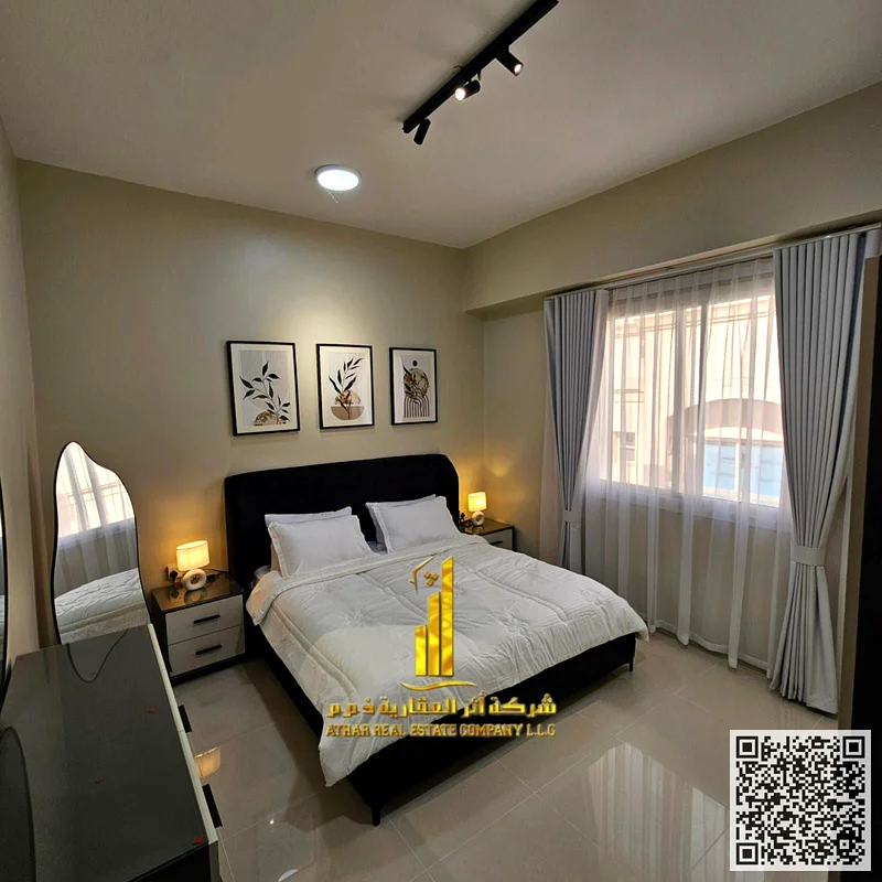 (First resident) The most beautiful one-bedroom apartment, fully furnished, for monthly rent in Ajman - Al Jurf 2 - next to Al Aqsa School63837479812994110