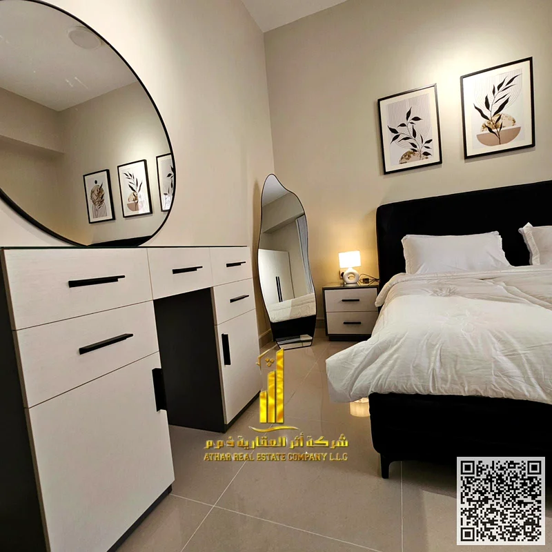 (First resident) The most beautiful one-bedroom apartment, fully furnished, for monthly rent in Ajman - Al Jurf 2 - next to Al Aqsa School63837479812994113