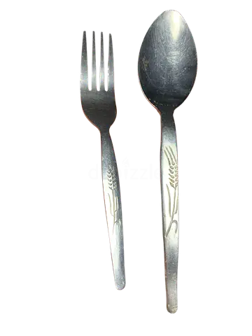 معلقة وشوكة قديمة ستانلس ستيل نقش سنبلة – موديل نادر