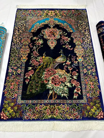 100 x 147 cm | new Beautiful Peacock Garden Persian Silk Carpet