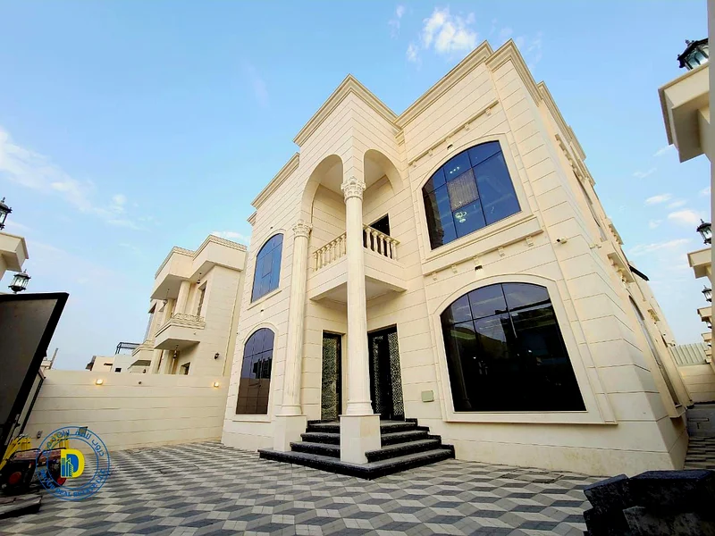 Corner villa, including reg fees, 6 rooms, luxurious stone facade, 3 floors with elevator, freehold, bank financing, Ajman Alia63872421085441111