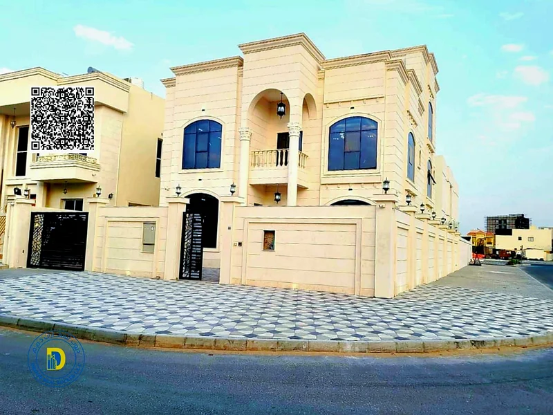 Corner villa, including reg fees, 6 rooms, luxurious stone facade, 3 floors with elevator, freehold, bank financing, Ajman Alia63872421085441110