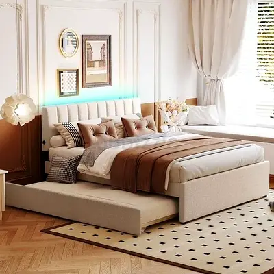 Elegant Modern Bed with underneath - Perfect for Any Bedroom