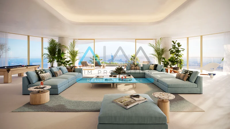 بنتهاوس بمساحة طابق كامل من 4 غرف نوم بإطلالة خلابة بزاوية 360 درجة على البحر والنخيل والمارينا والأفق64009429240578113
